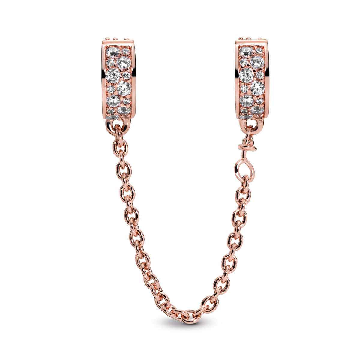 Clip Charm – 14k Rose Gold-Plated – Clear Pavé Safety Chain