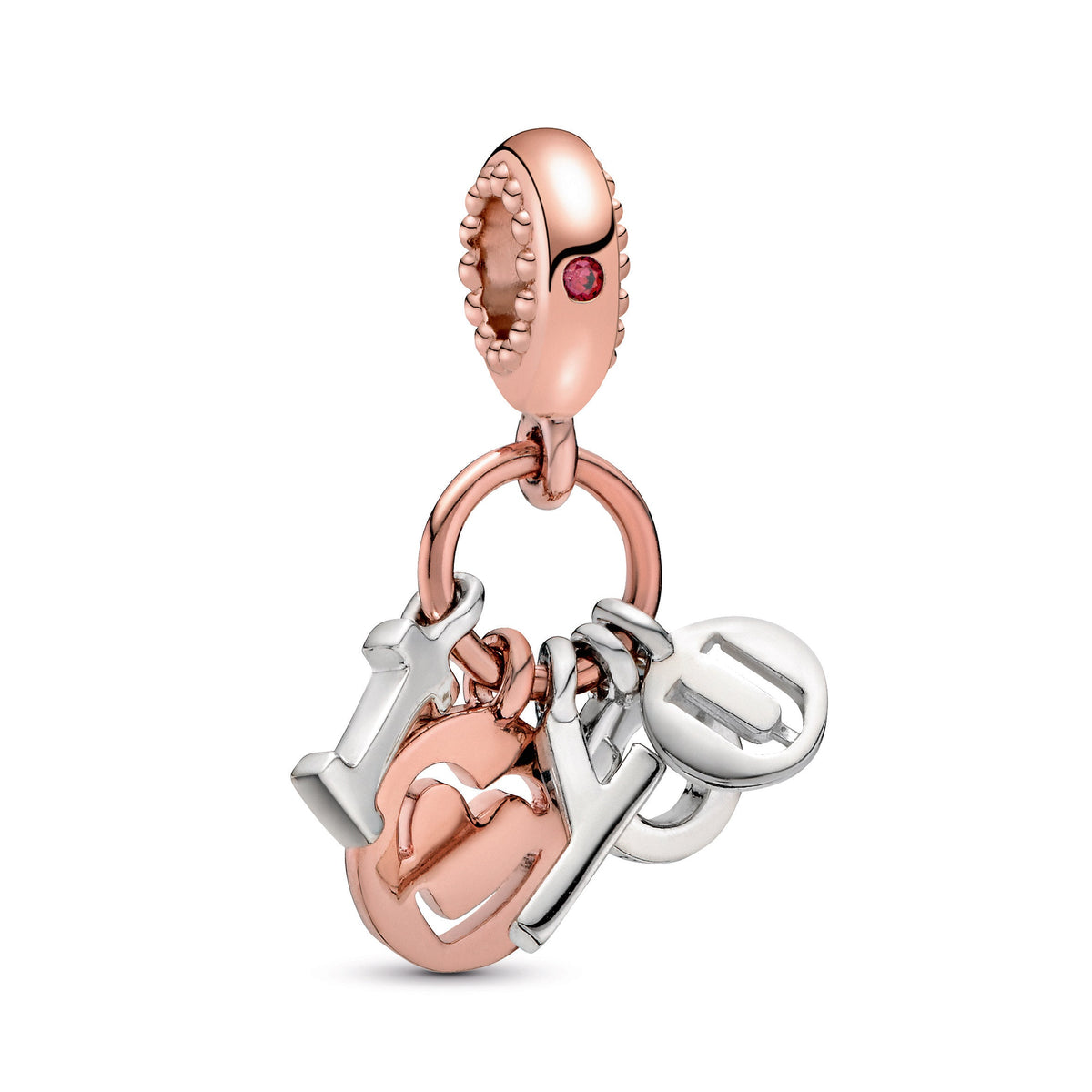 Dangle Charm – 14k Rose Gold-Plated – I Love You Letters