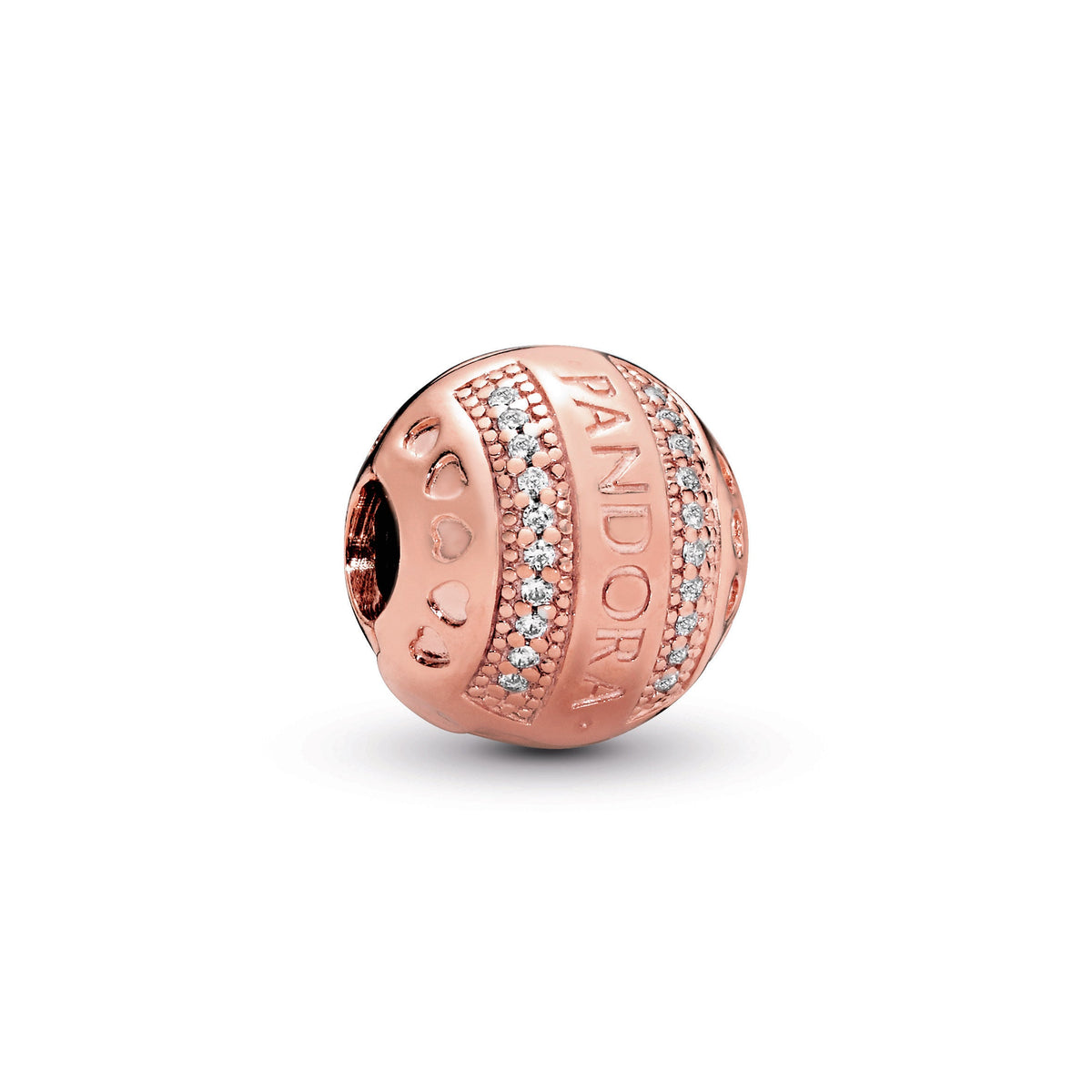 Clip Charm – 14k Rose Gold-Plated – Pandora Logo Round