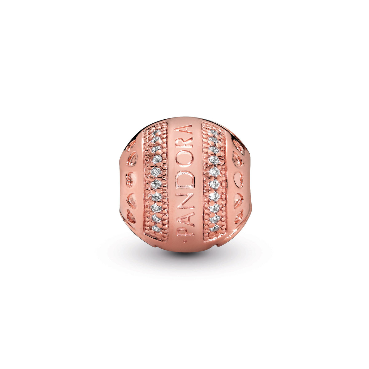 Clip Charm – 14k Rose Gold-Plated – Pandora Logo Round