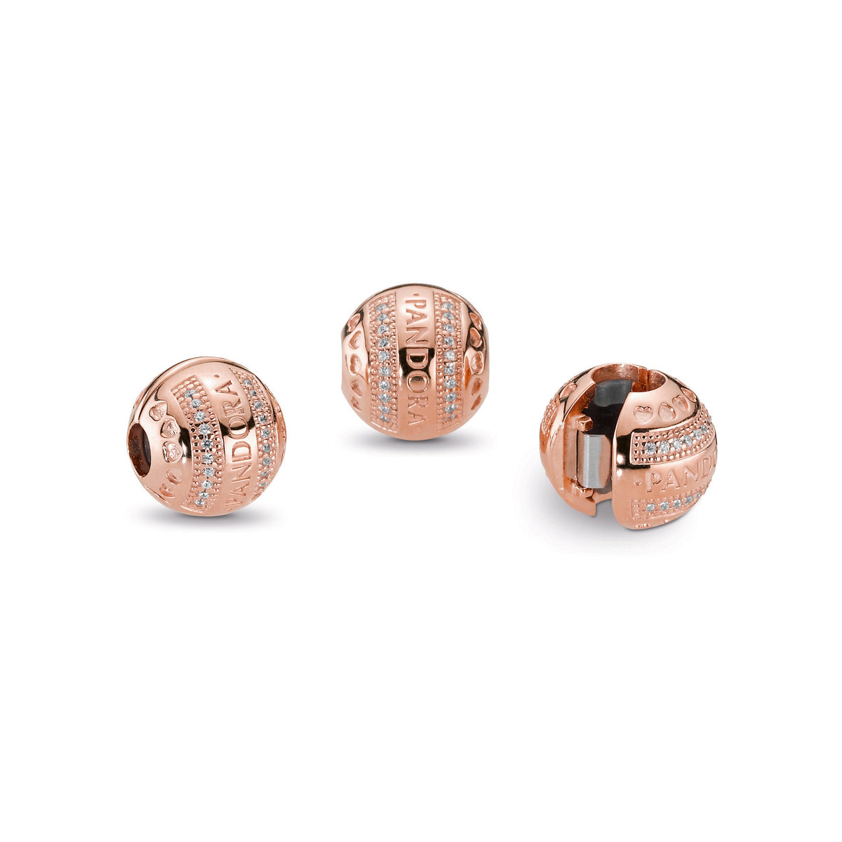 Clip Charm – 14k Rose Gold-Plated – Pandora Logo Round