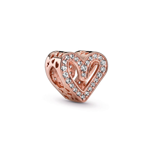 Charm – 14k Rose Gold-Plated – Sparkling Freehand Heart