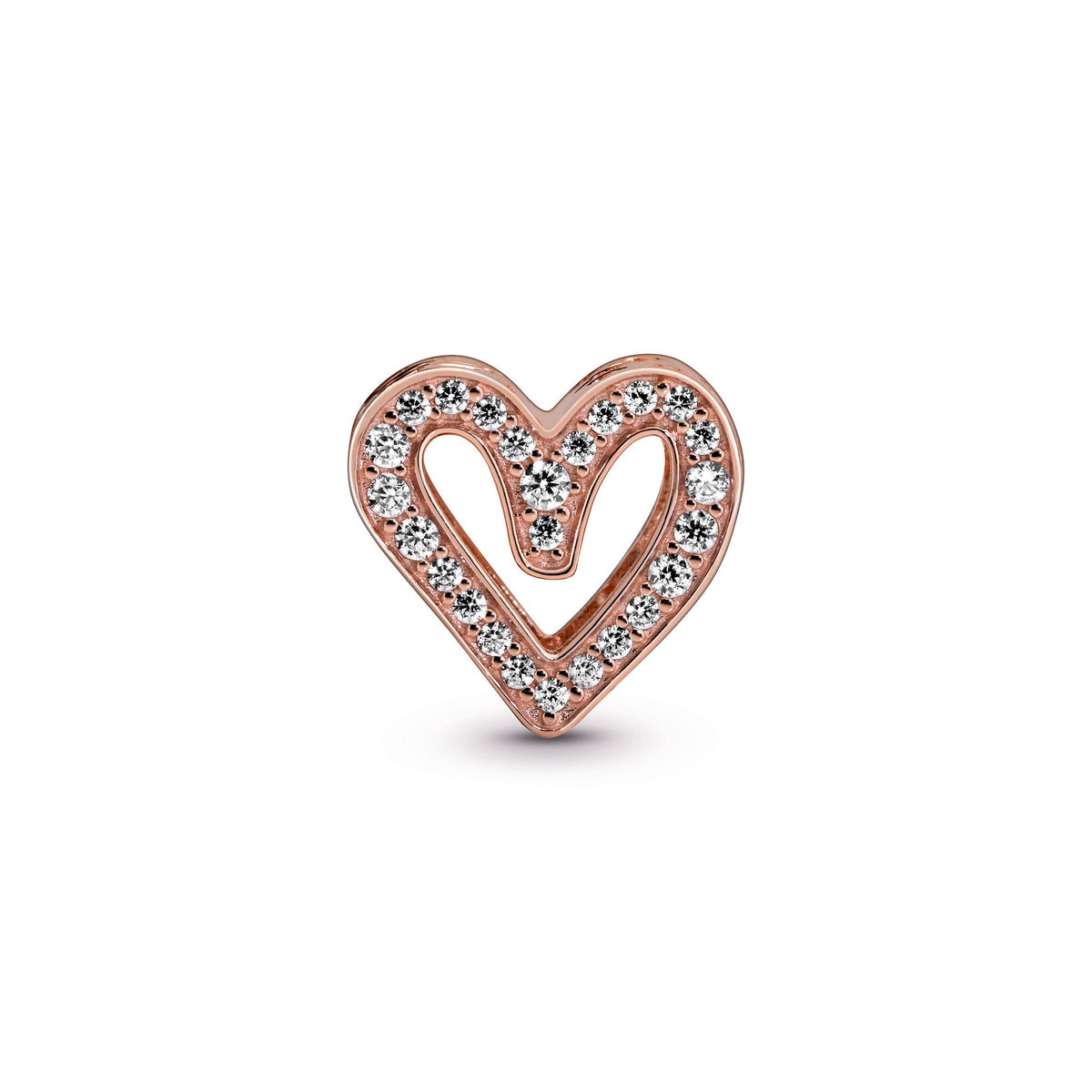 Charm – 14k Rose Gold-Plated – Sparkling Freehand Heart