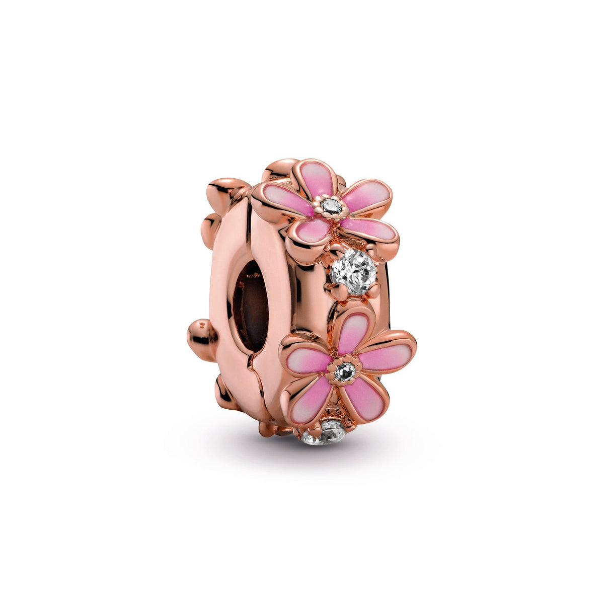 Clip Charm – 14k Rose Gold-Plated – Pink Daisy Spacer