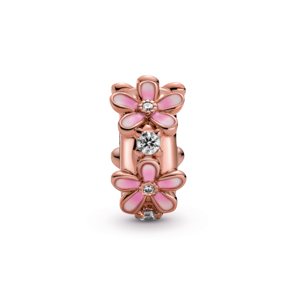 Clip Charm – 14k Rose Gold-Plated – Pink Daisy Spacer