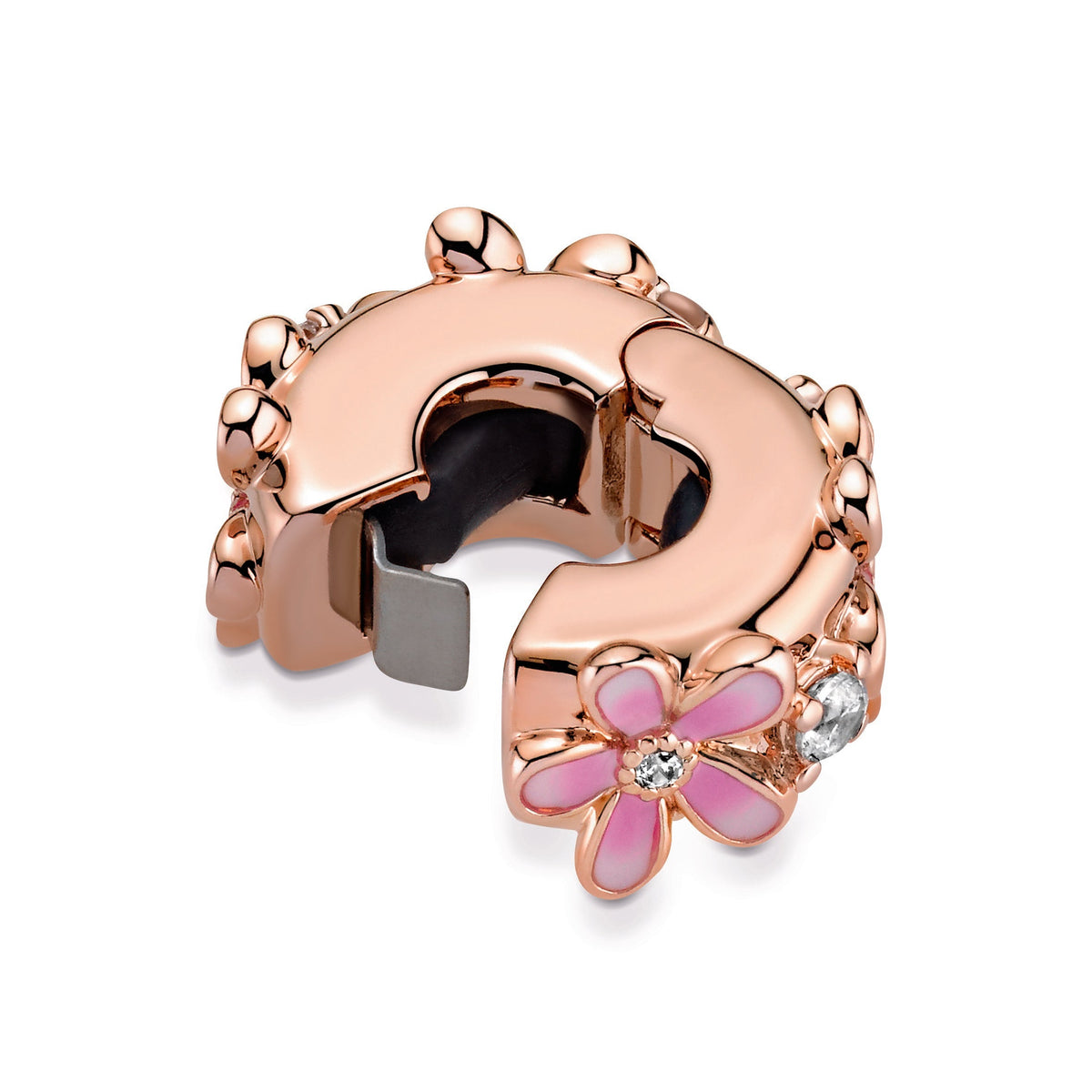 Clip Charm – 14k Rose Gold-Plated – Pink Daisy Spacer