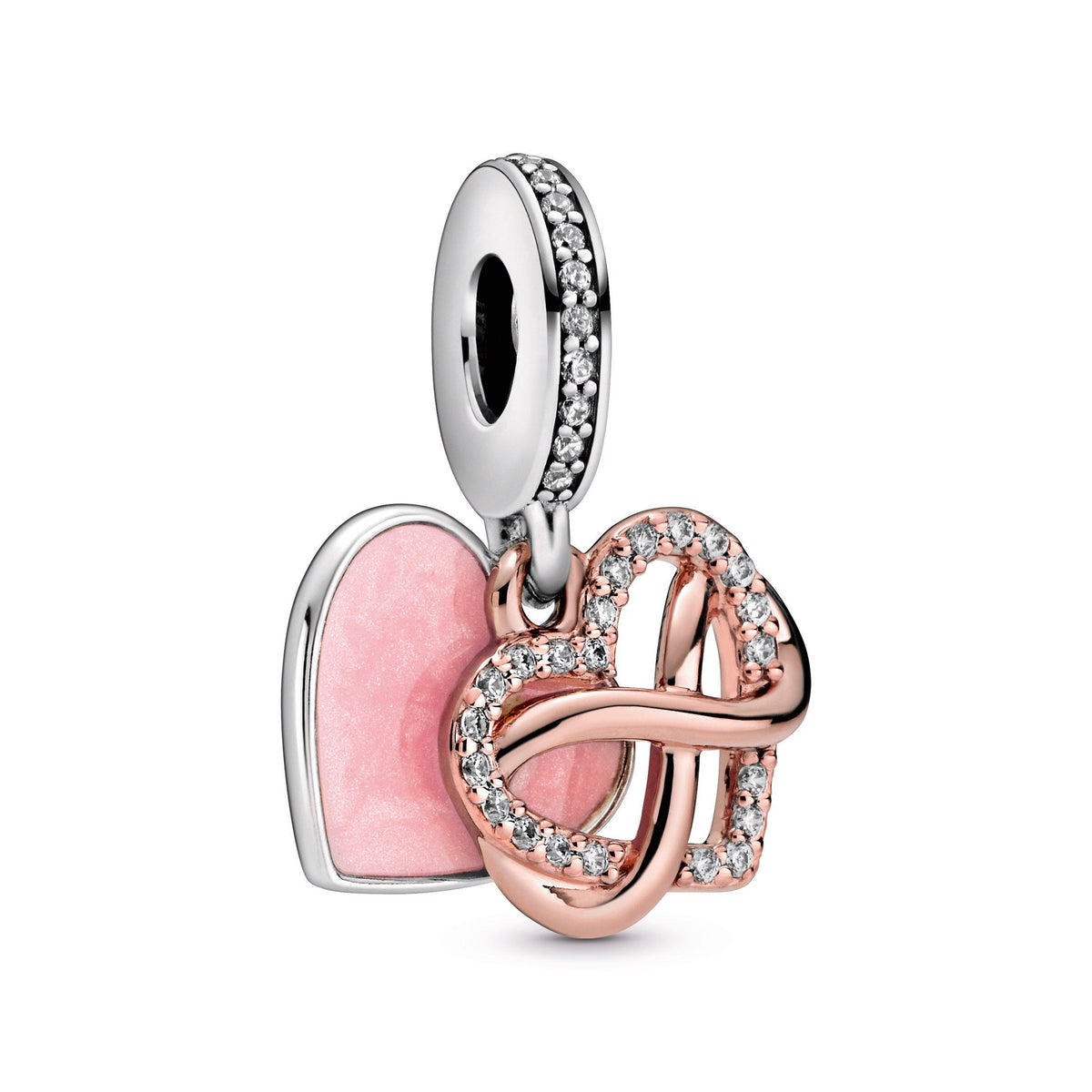 Dangle Charm – 14k Rose Gold-Plated – Sparkling Infinity Heart