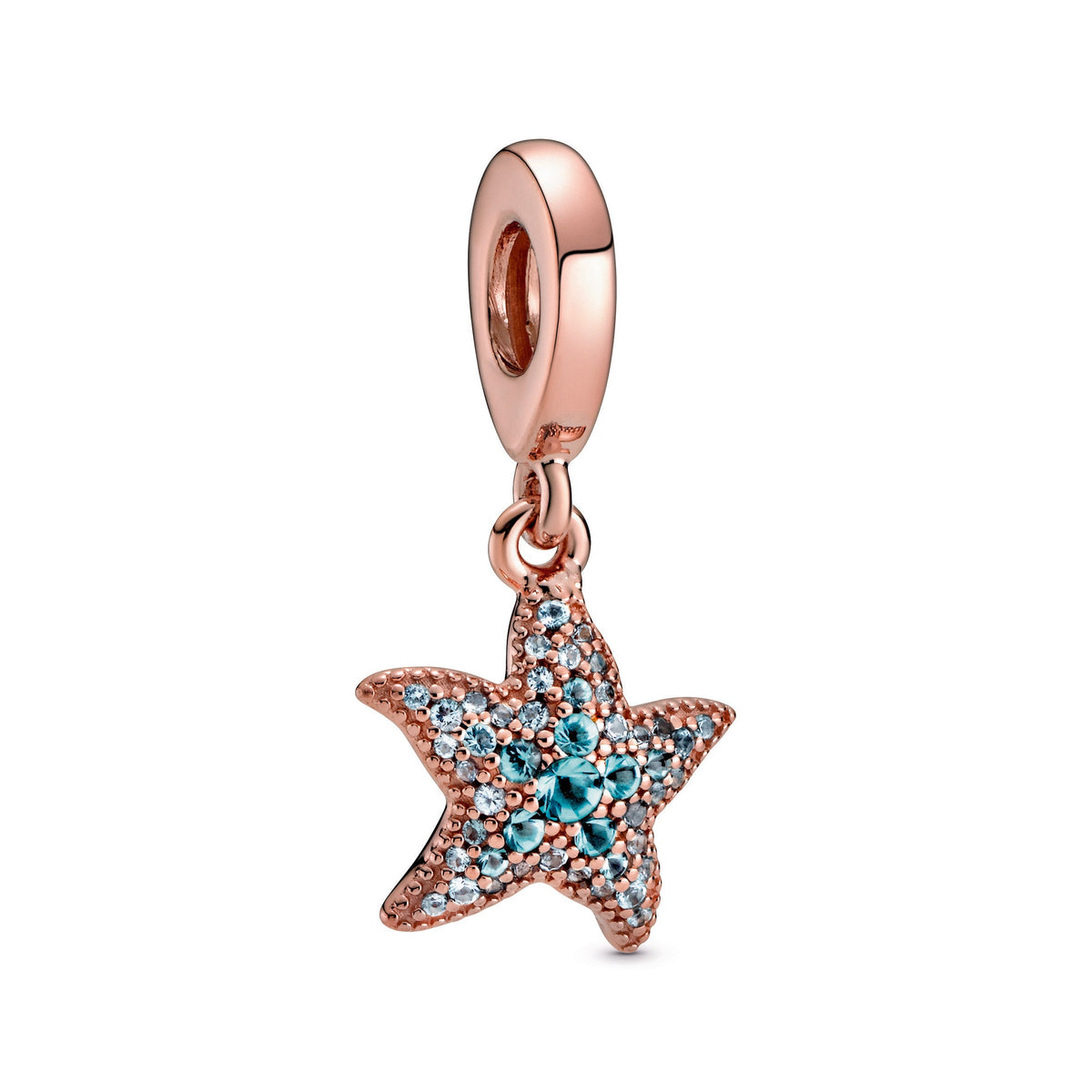 Dangle Charm – 14k Rose Gold-Plated – Sparkling Starfish