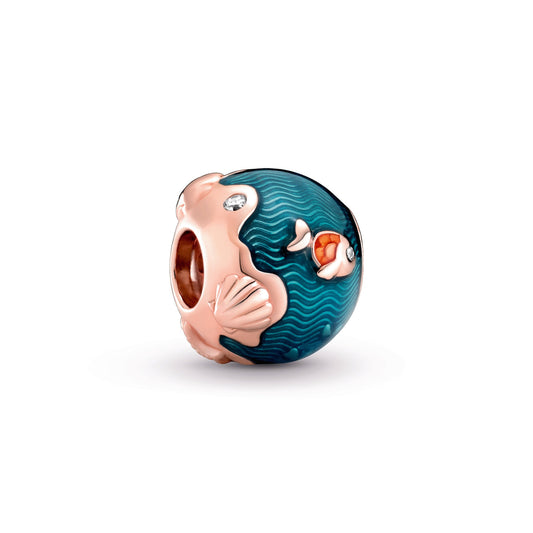 Charm – 14k Rose Gold-Plated – Shimmering Ocean Waves & Fish