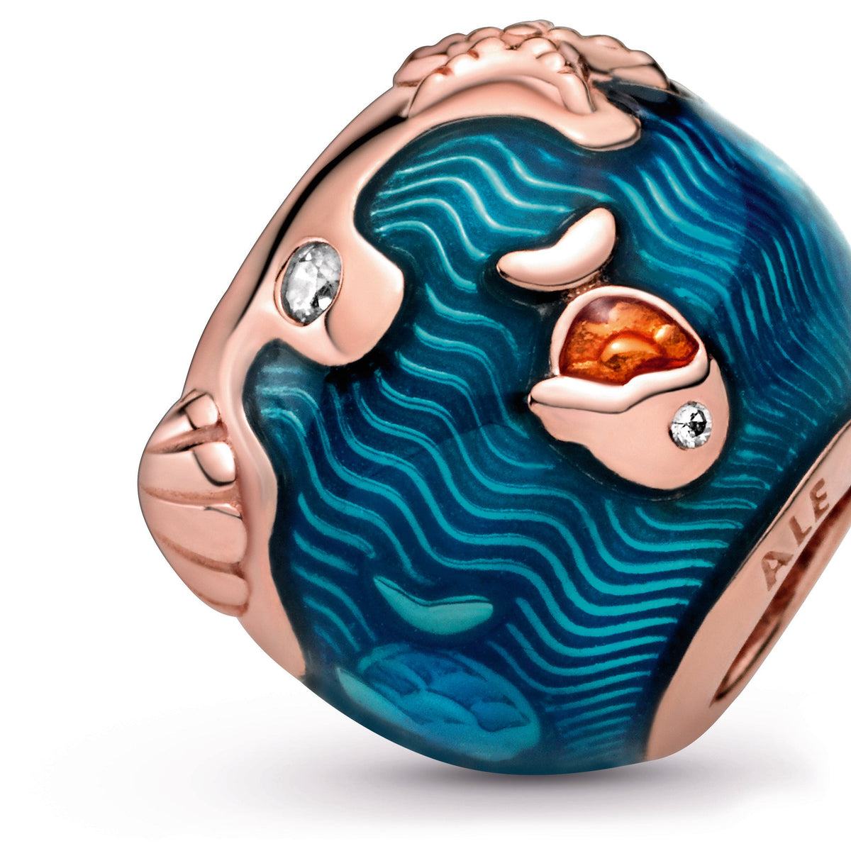Charm – 14k Rose Gold-Plated – Shimmering Ocean Waves & Fish