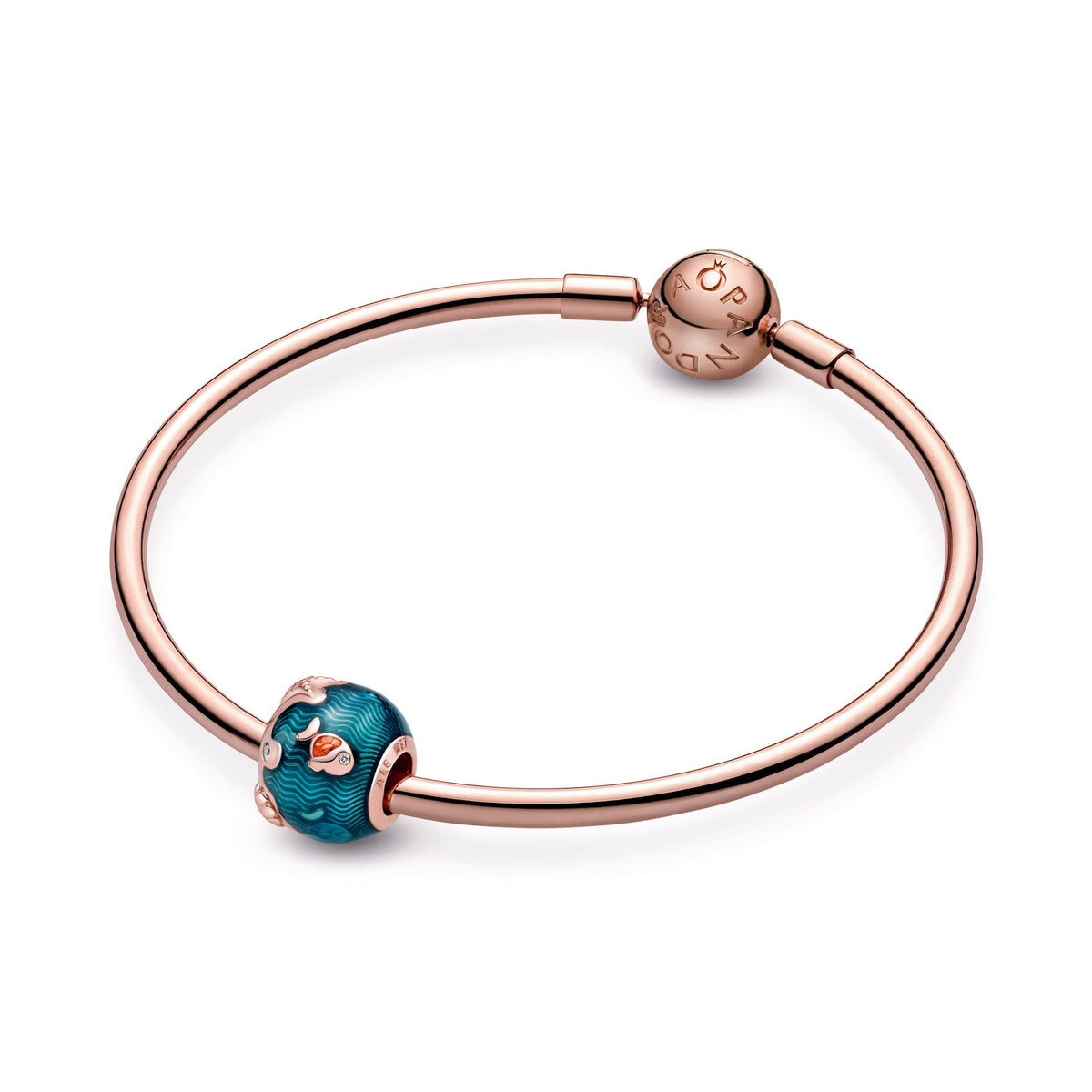 Charm – 14k Rose Gold-Plated – Shimmering Ocean Waves & Fish