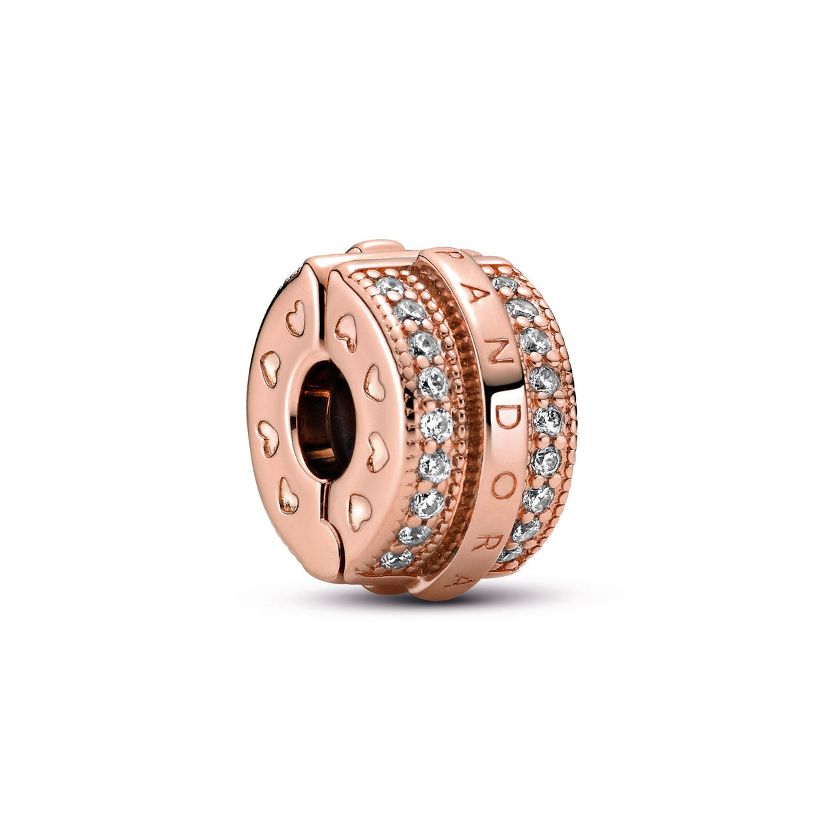 Charm – 14k Rose Gold-Plated – Sparkling Pavé Lines and Logo Clip