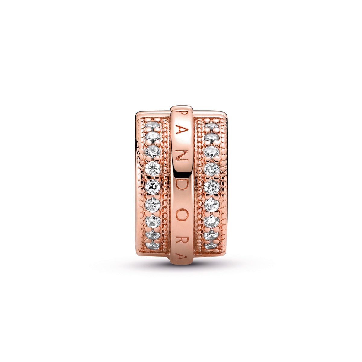 Charm – 14k Rose Gold-Plated – Sparkling Pavé Lines and Logo Clip