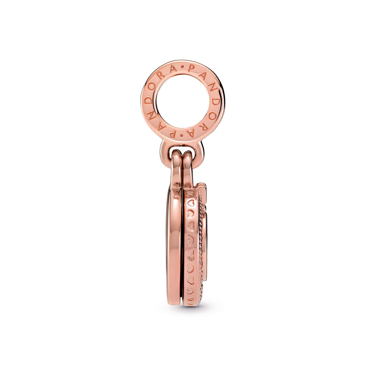 Dangle Charm – 14k Rose Gold-Plated – Sparkling Pavé Crown O