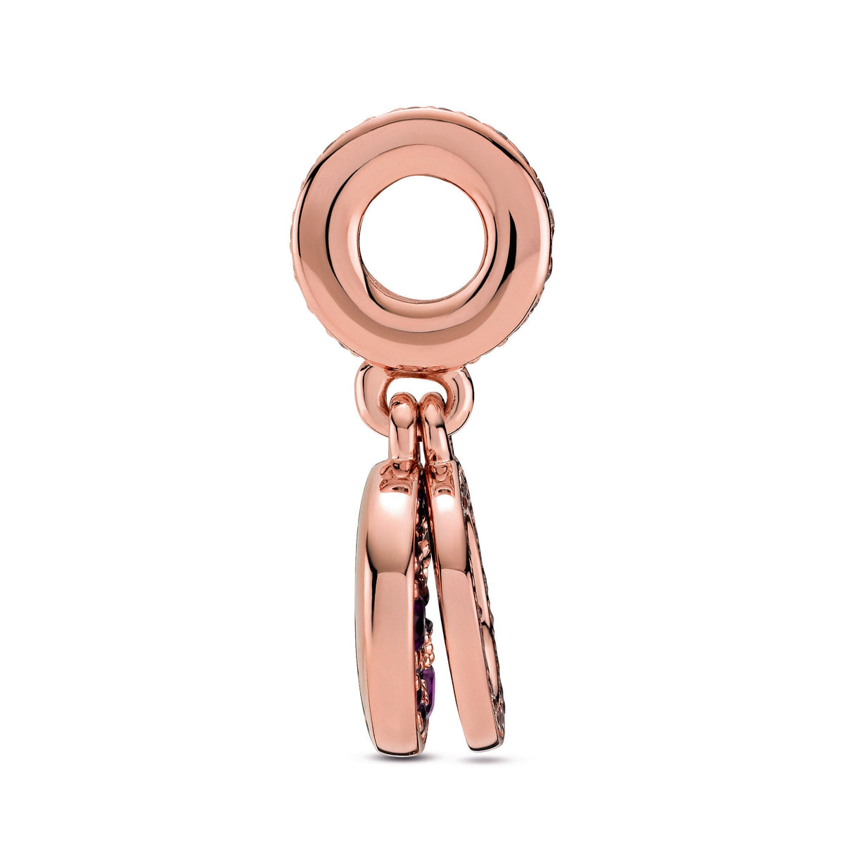 Dangle Charm – 14k Rose Gold-Plated – Sparkling Pink Disc Double