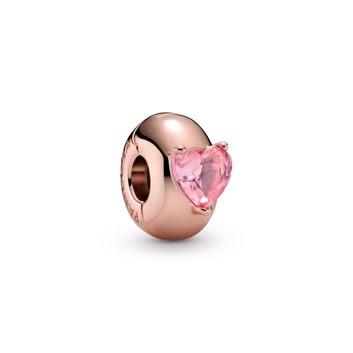 Clip Charm – 14k Rose Gold-Plated – Pink Heart Solitaire