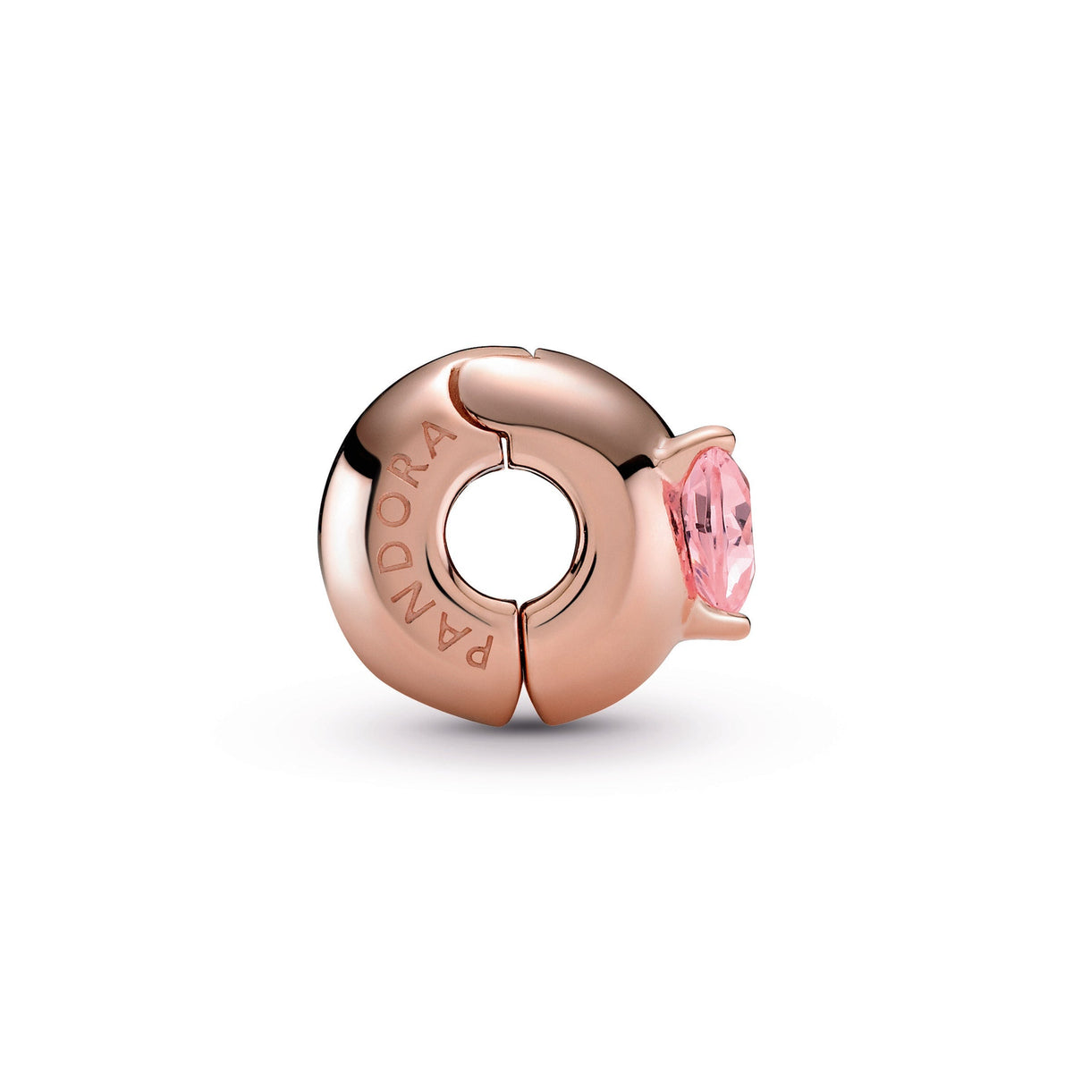 Clip Charm – 14k Rose Gold-Plated – Pink Heart Solitaire