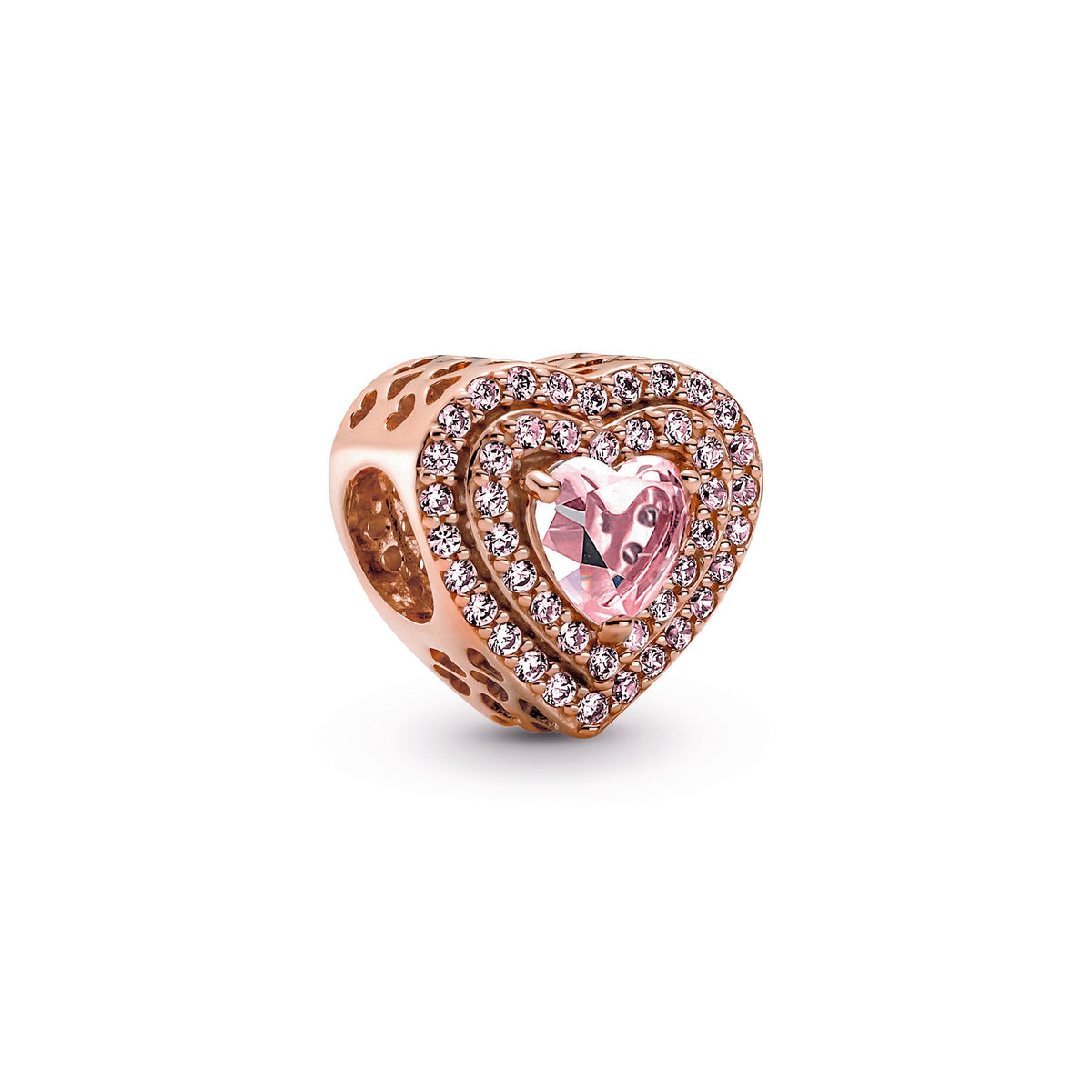 Charm – 14k Rose Gold-Plated – Sparkling Levelled Heart