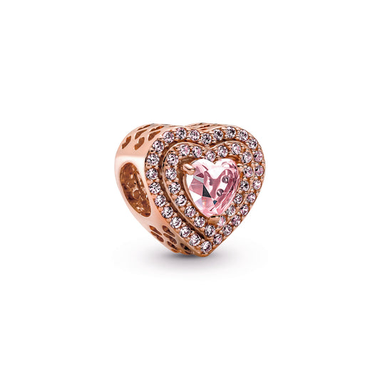 Charm – 14k Rose Gold-Plated – Sparkling Levelled Heart