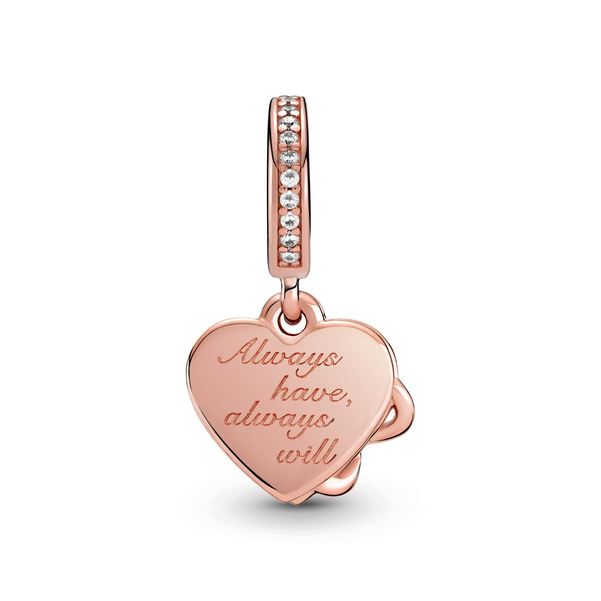 Dangle Charm – 14k Rose Gold-Plated – Love You Infinity Heart