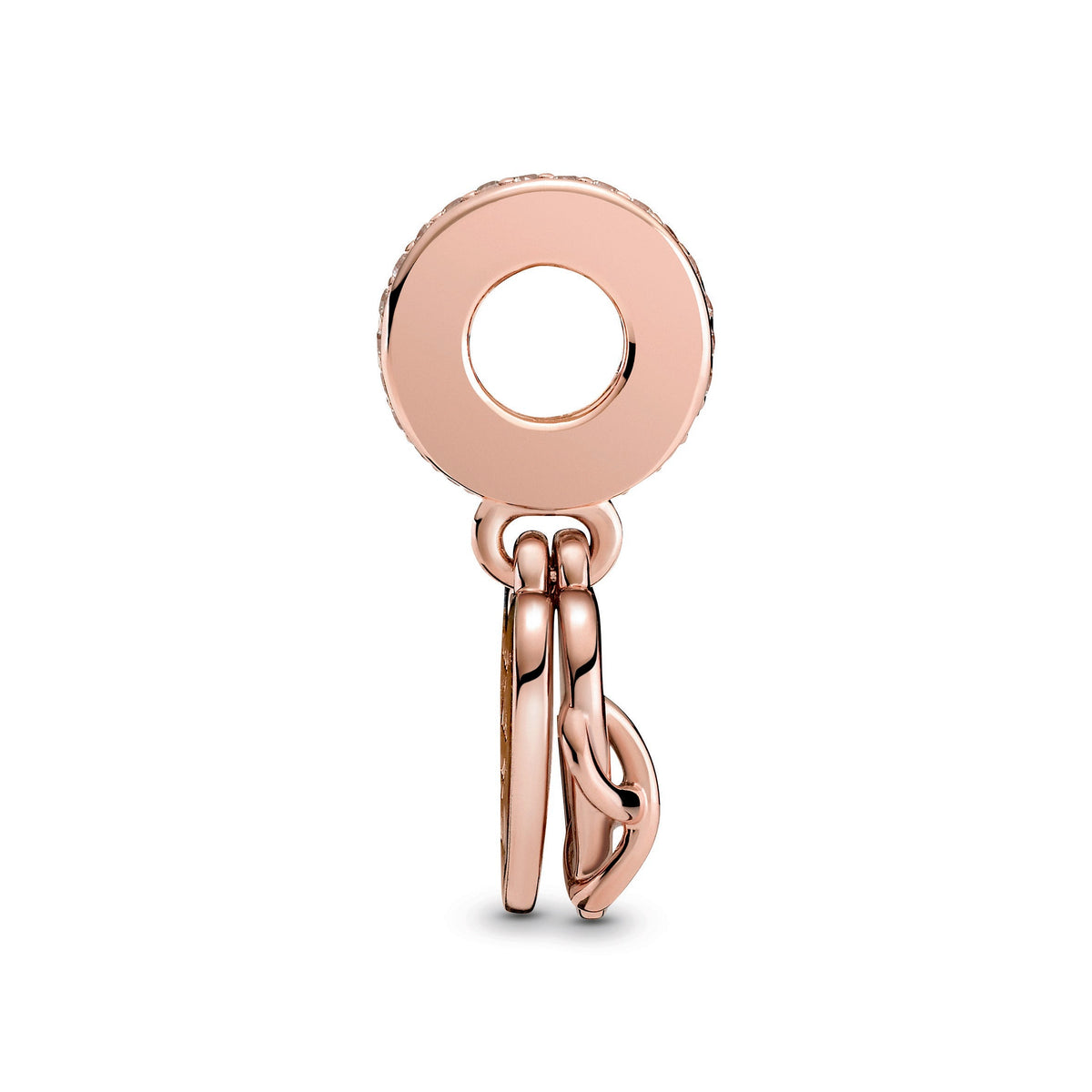 Dangle Charm – 14k Rose Gold-Plated – Love You Infinity Heart