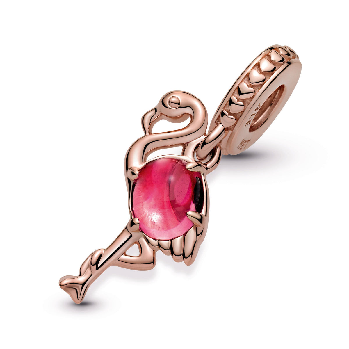 Dangle Charm – 14k Rose Gold-Plated – Pink Murano Glass Flamingo
