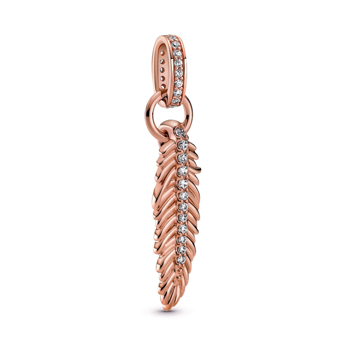 Dangle Charm – 14k Rose Gold-Plated – Sparkling Feather