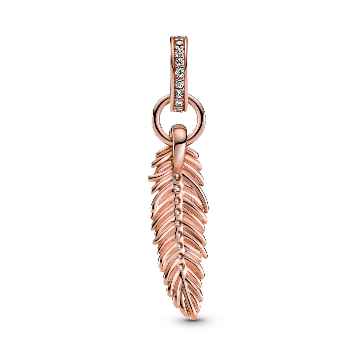 Dangle Charm – 14k Rose Gold-Plated – Sparkling Feather