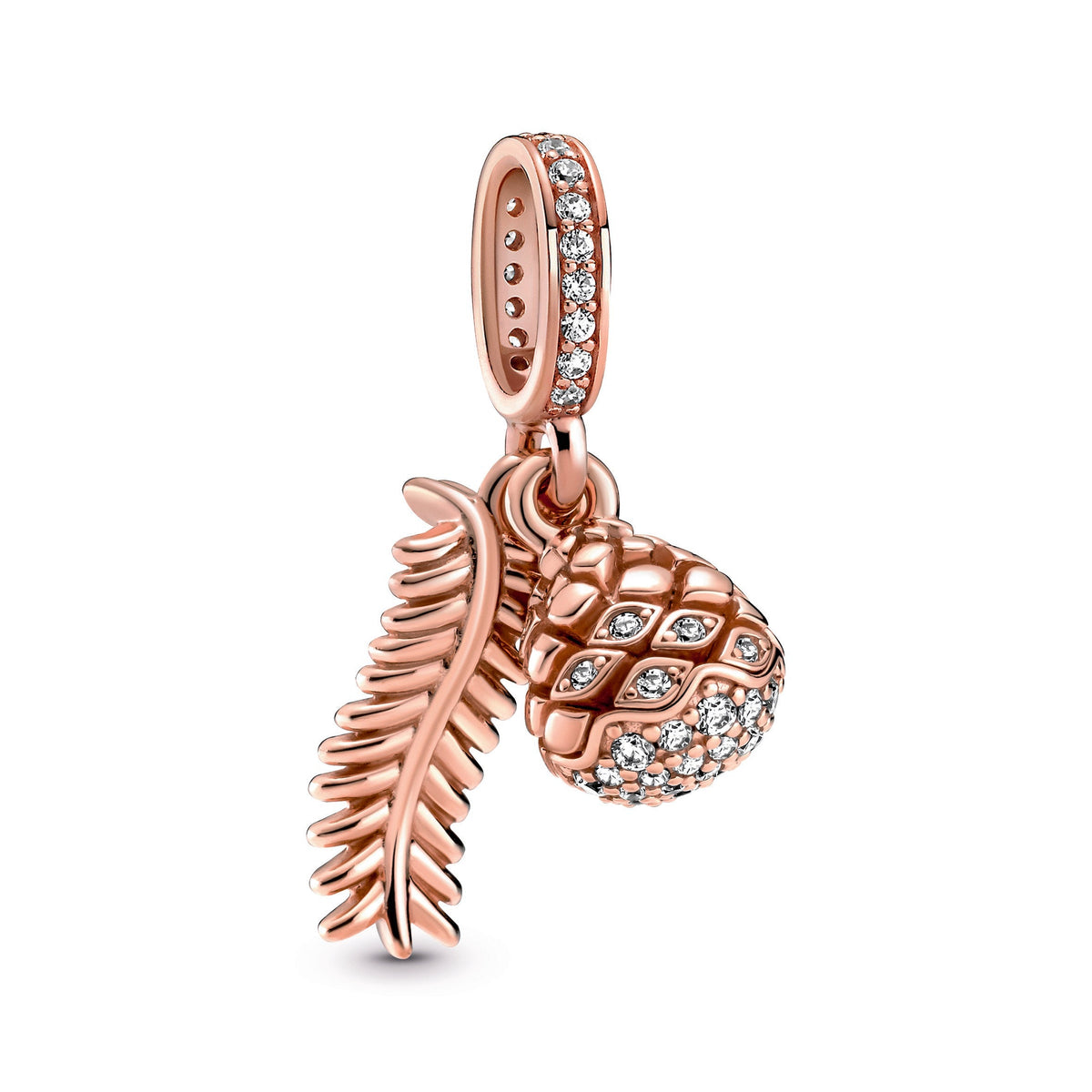 Dangle Charm – 14k Rose Gold-Plated – Sparkling Pine Cone