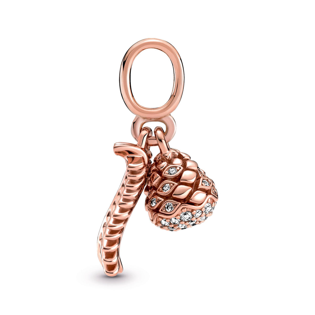 Dangle Charm – 14k Rose Gold-Plated – Sparkling Pine Cone