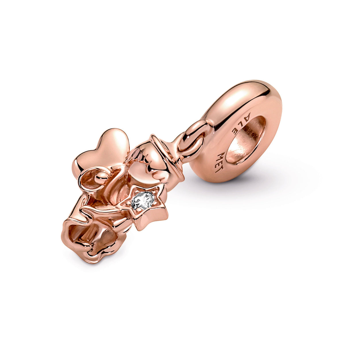 Dangle Charm – 14k Rose Gold-Plated – Heart Winged Angel