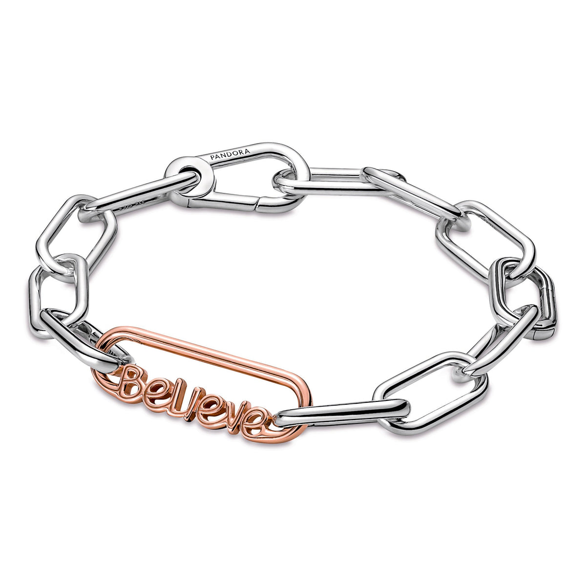 Necklace or Pendant – 14k Rose Gold-Plated – Pandora ME Styling Believe Word Link