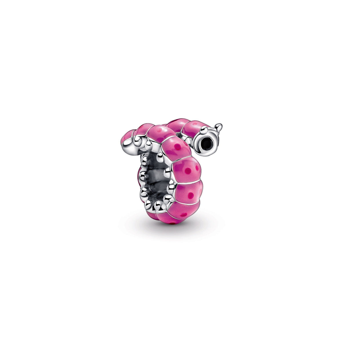 Charm – Sterling Silver – Cute Curled Caterpillar