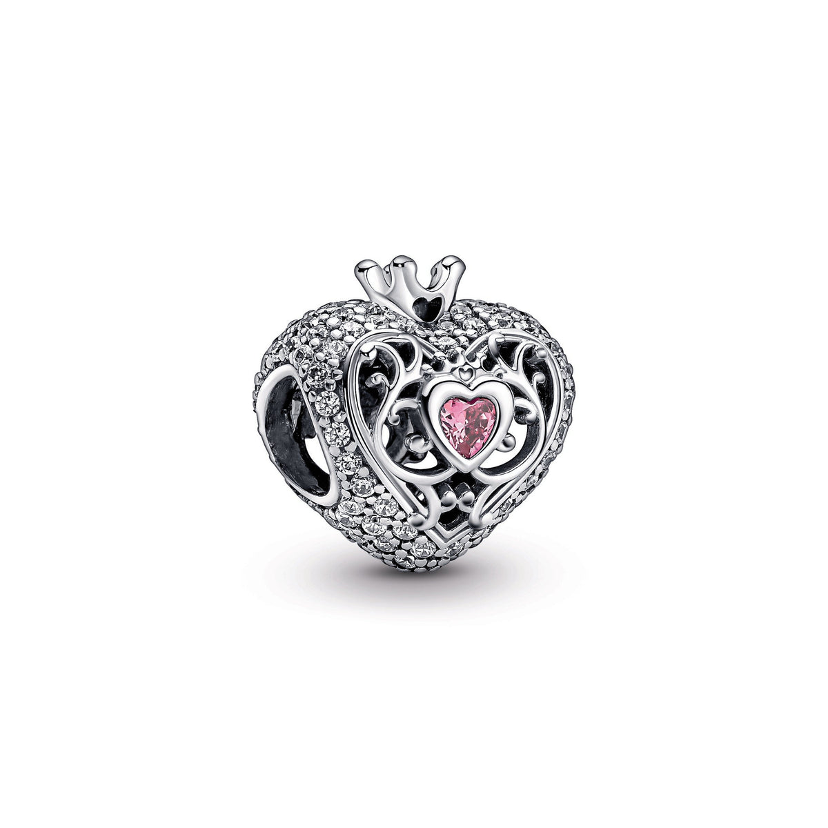 Charm – Sterling Silver – Regal Crown & Heart