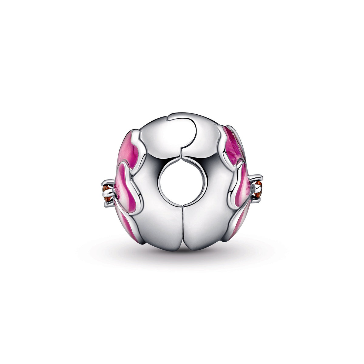 Clip Charm – Sterling Silver – Pink Pansy Flower