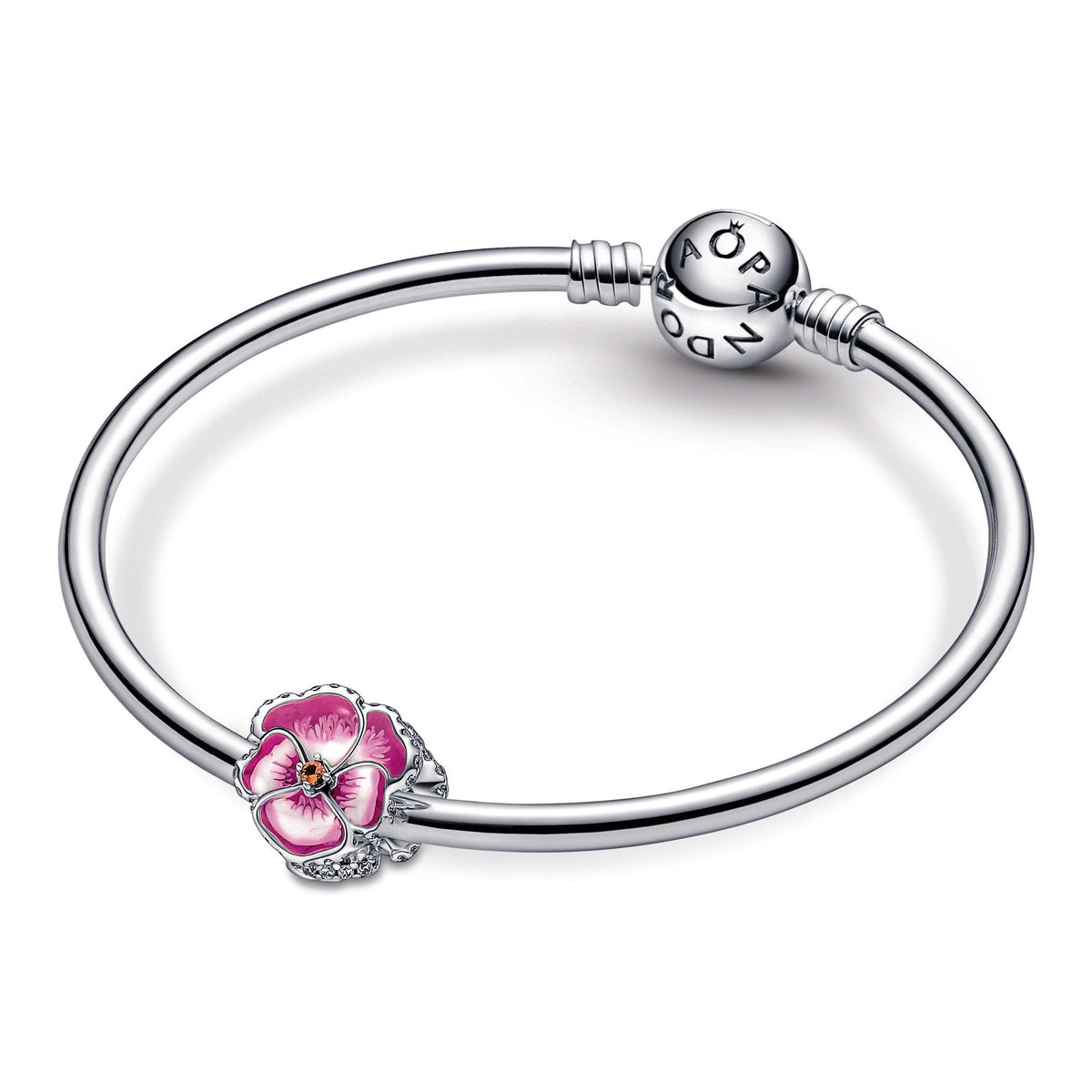 Charm – Sterling Silver – Pink Pansy Flower