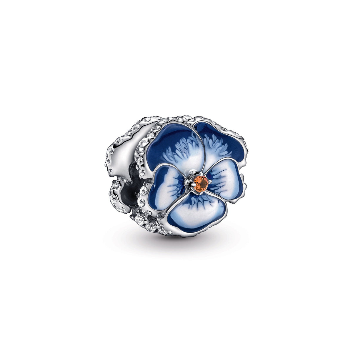 Charm – Sterling Silver – Blue Pansy Flower