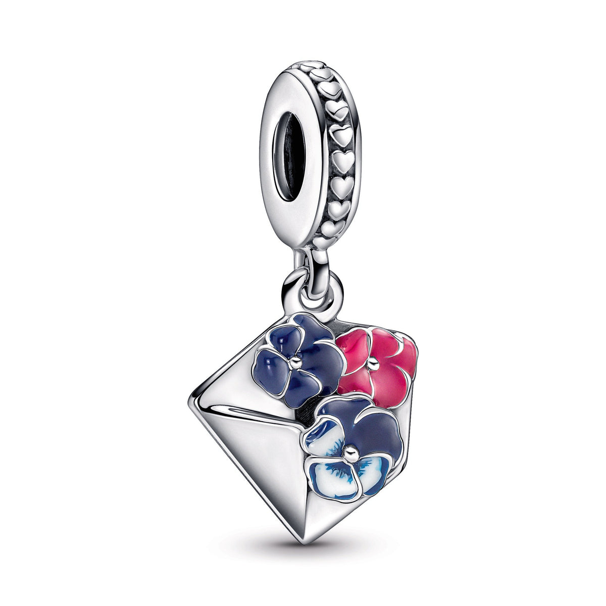 Dangle Charm – Sterling Silver – Pansy Flower Envelope