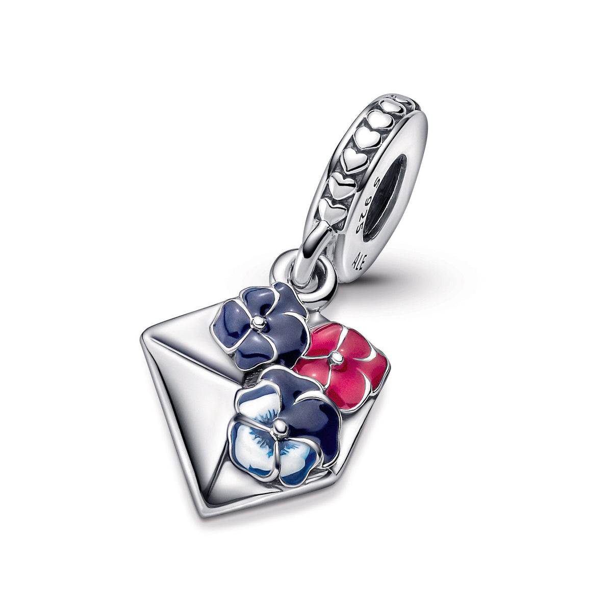 Dangle Charm – Sterling Silver – Pansy Flower Envelope