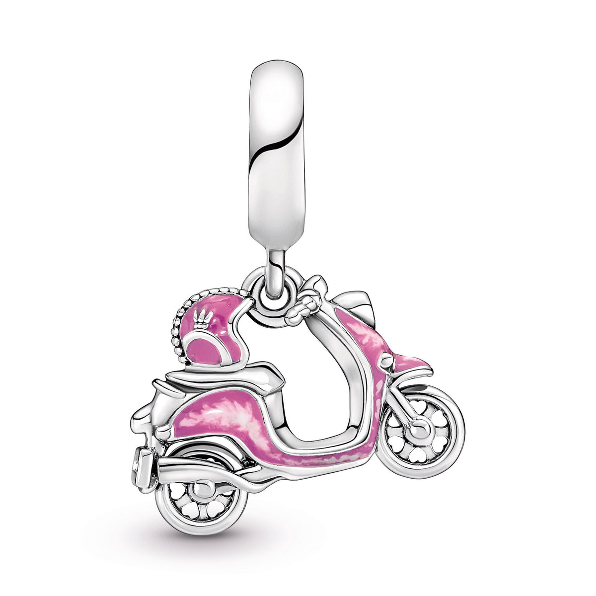 Dangle Charm – Sterling Silver – Pink Scooter