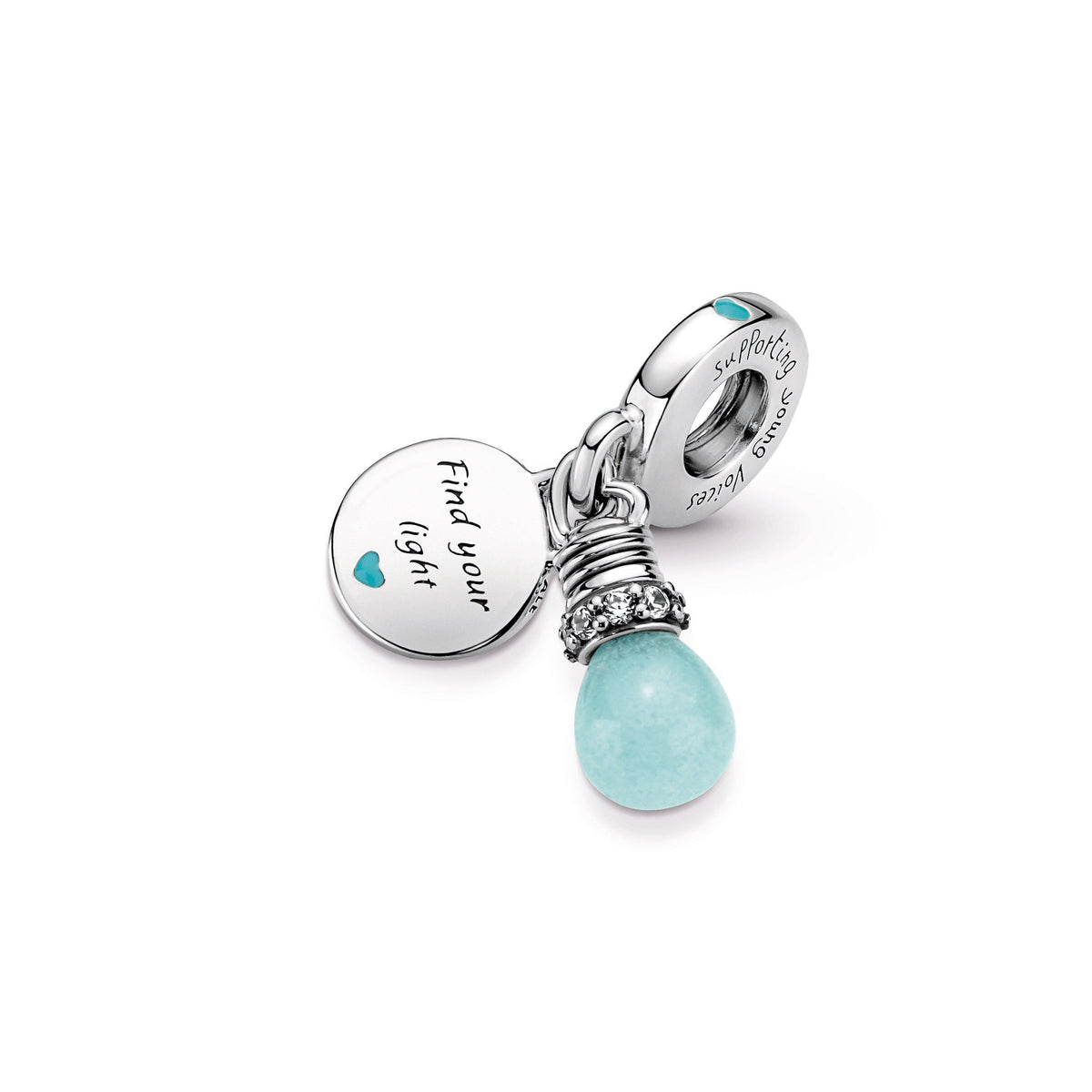 Dangle Charm – Sterling Silver – Glow-in-the-dark Lightbulb Double