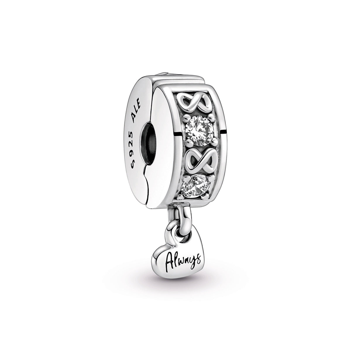 Clip Charm – Sterling Silver – Family Always Pavé