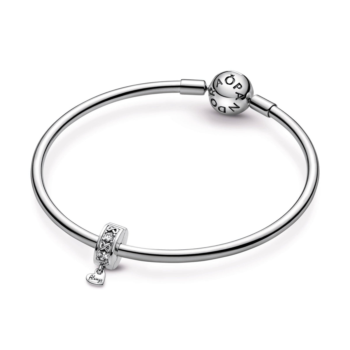 Clip Charm – Sterling Silver – Family Always Pavé
