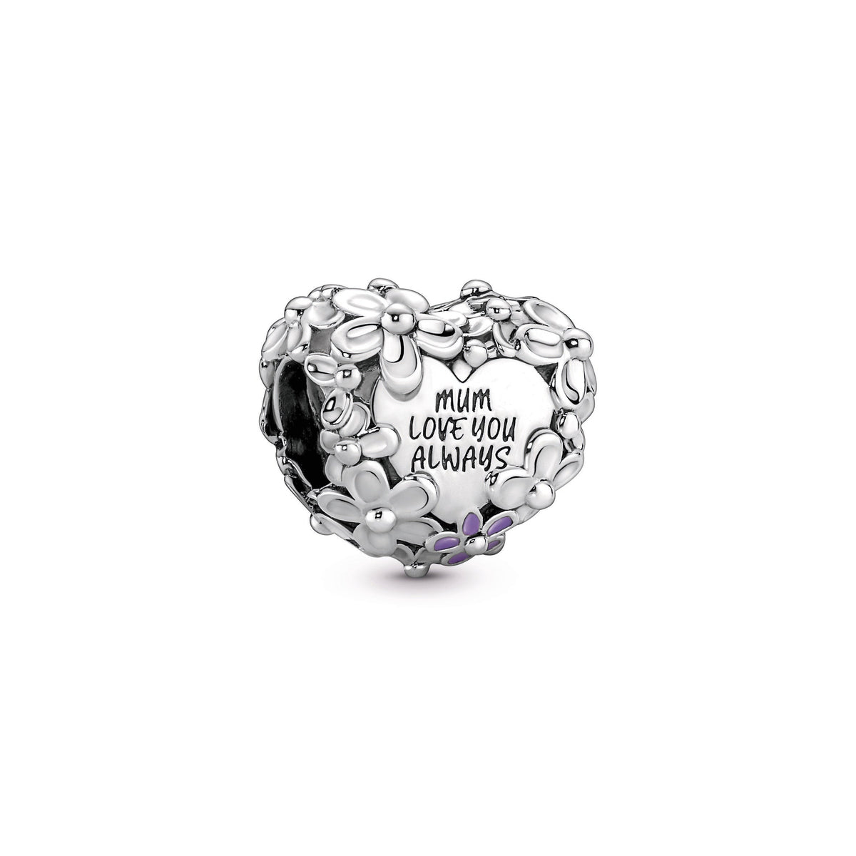 Charm – Sterling Silver – Mum Daisy Heart