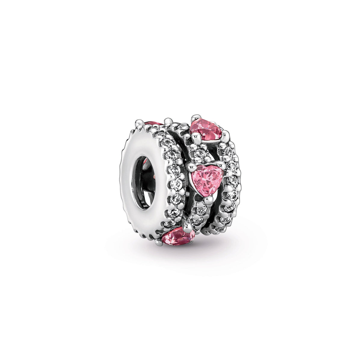 Charm – Sterling Silver – Sparkling Triple Halo Hearts