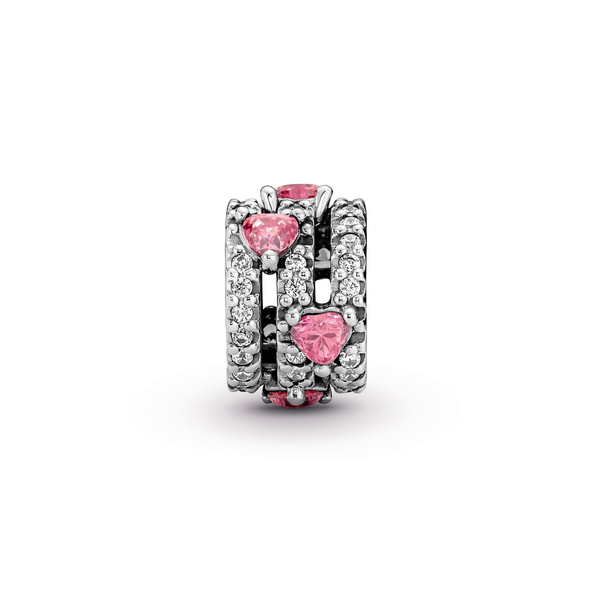 Charm – Sterling Silver – Sparkling Triple Halo Hearts