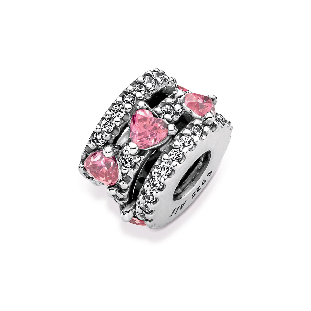 Charm – Sterling Silver – Sparkling Triple Halo Hearts