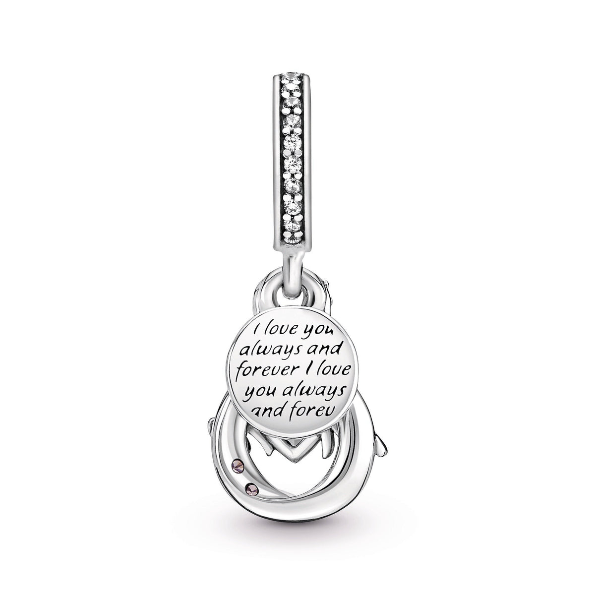 Dangle Charm – Sterling Silver – Mum Infinity Pavé Double