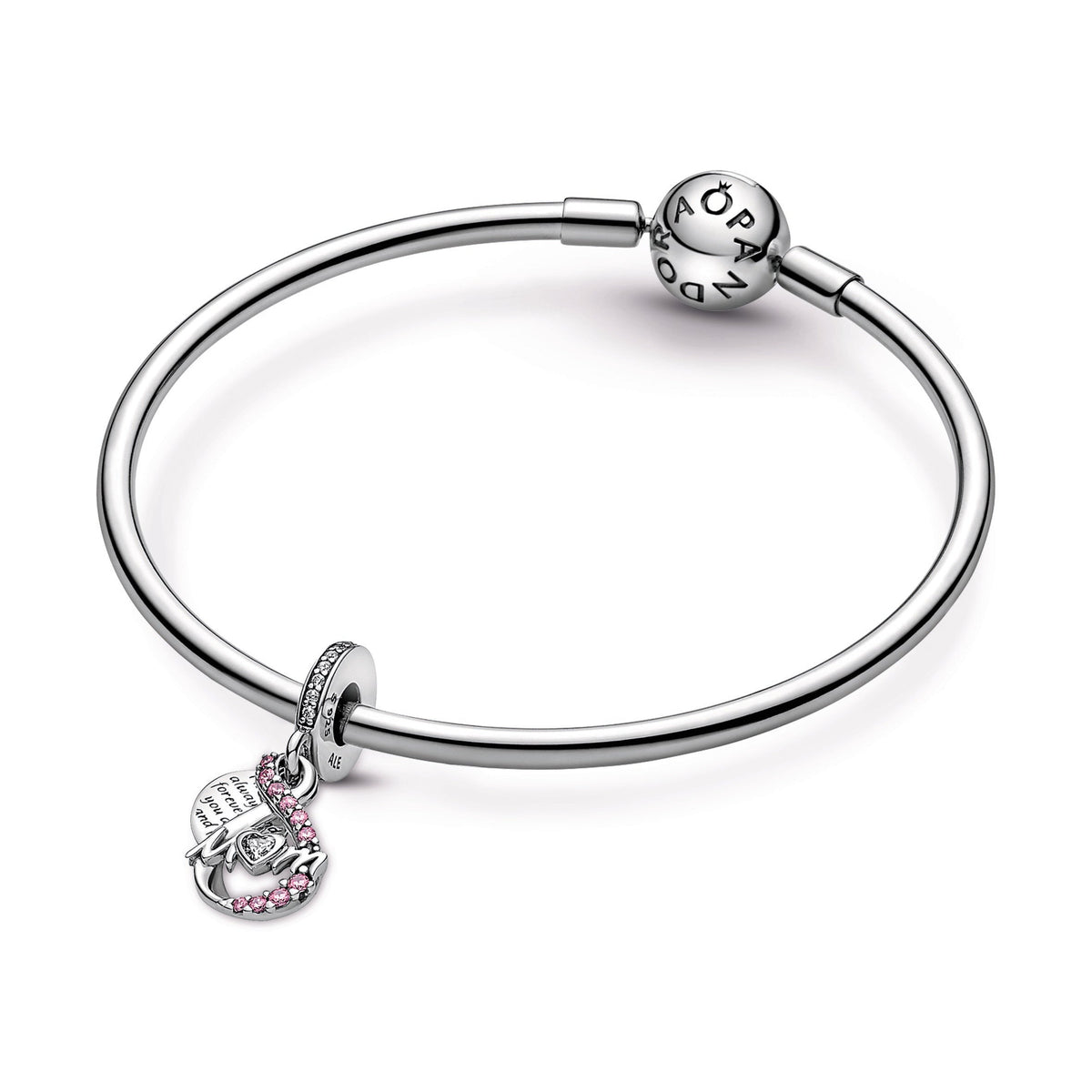 Dangle Charm – Sterling Silver – Mum Infinity Pavé Double