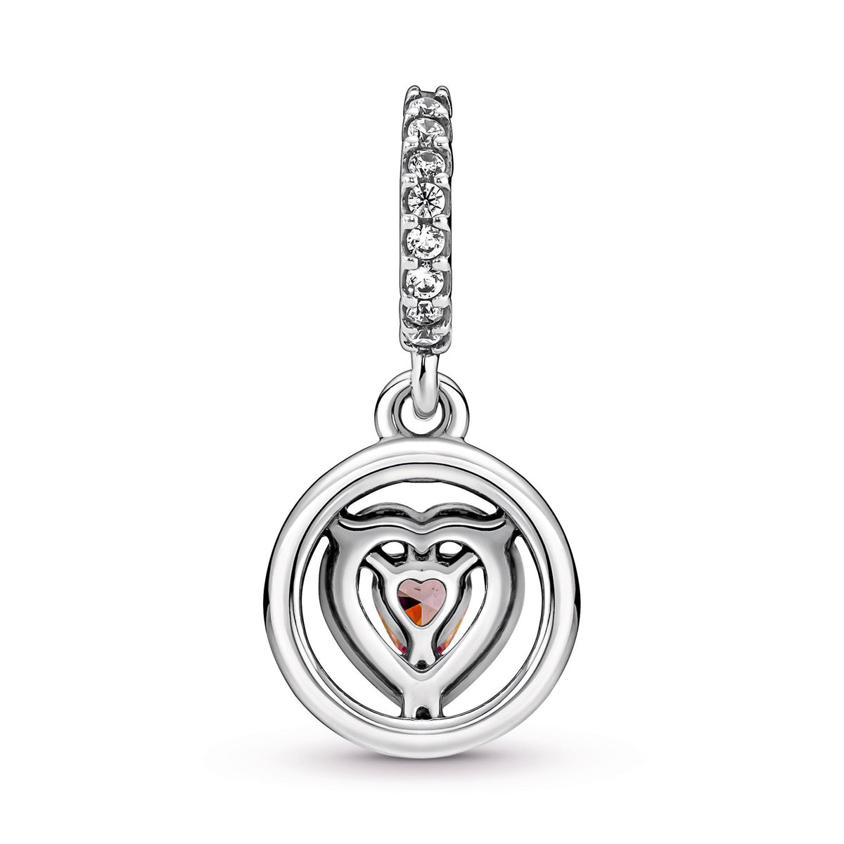 Dangle Charm – Sterling Silver – Sparkling Double Halo Heart